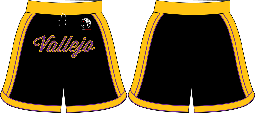 Black, Purple, and Yellow Gold Vallejo Laker Shorts